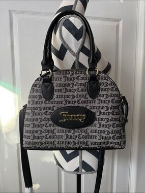 Juicy Couture Black & Gray Logo Dome Satchel